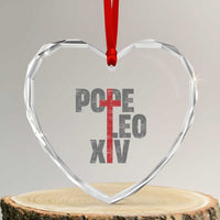Pope Leo XIV Heart Crystal Glass Ornament First American Pope Catholic Religious Cross - Wonder Print Shop