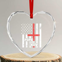 Pope Leo XIV Heart Crystal Glass Ornament First American Pope Catholic Religious Cross American Flag - Wonder Print Shop