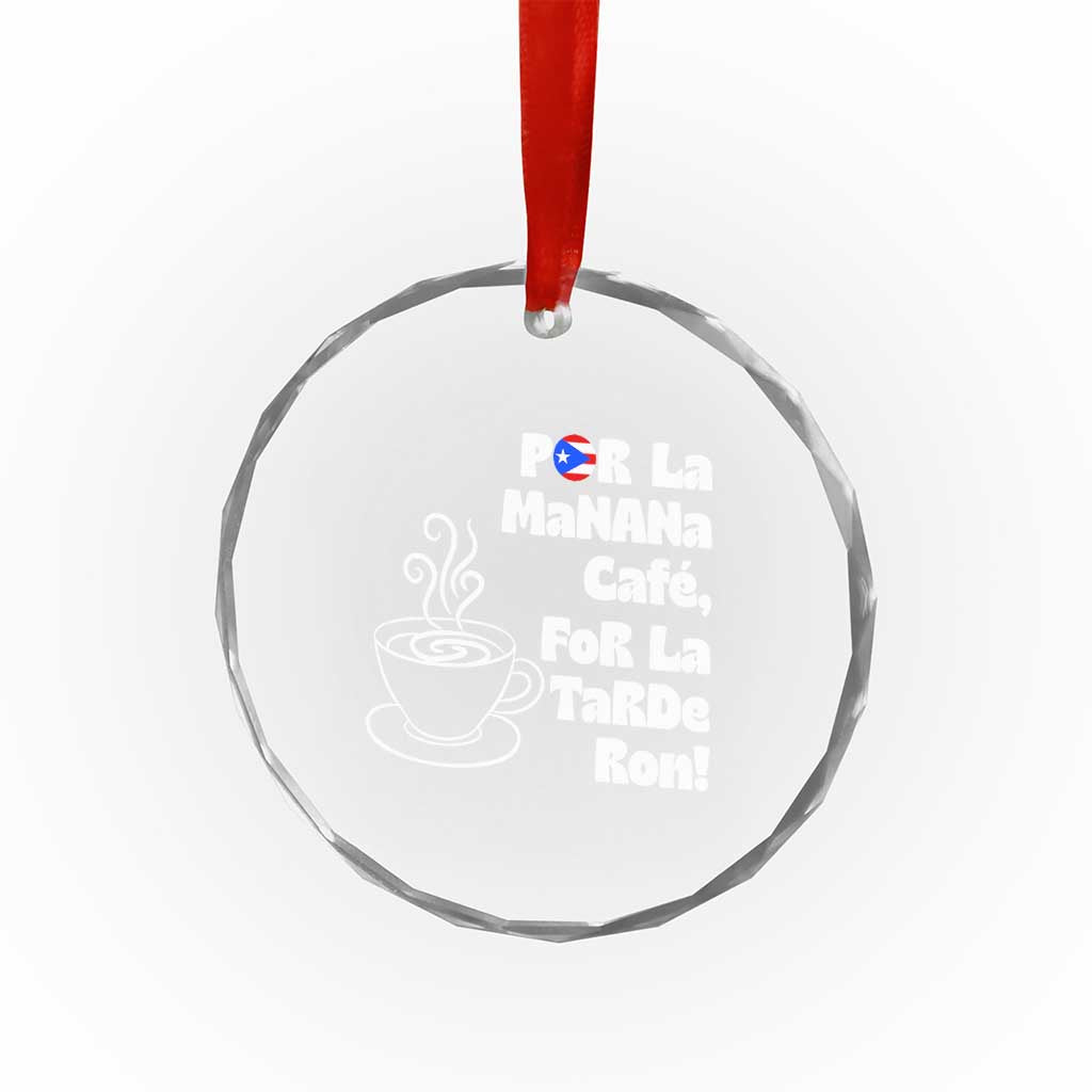 Por La Mañana Cafe Crystal Glass Ornament Puerto Rican Music Lover Coffee Fan