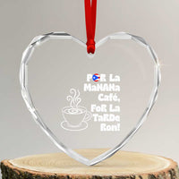 Por La Mañana Cafe Heart Crystal Glass Ornament Puerto Rican Music Lover Coffee Fan