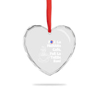 Por La Mañana Cafe Heart Crystal Glass Ornament Puerto Rican Music Lover Coffee Fan