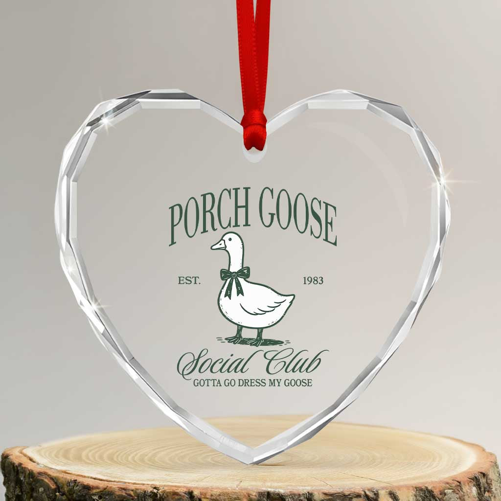 Porch Goose Heart Crystal Glass Ornament Cute Garden Club Vibes Moms Grandmas