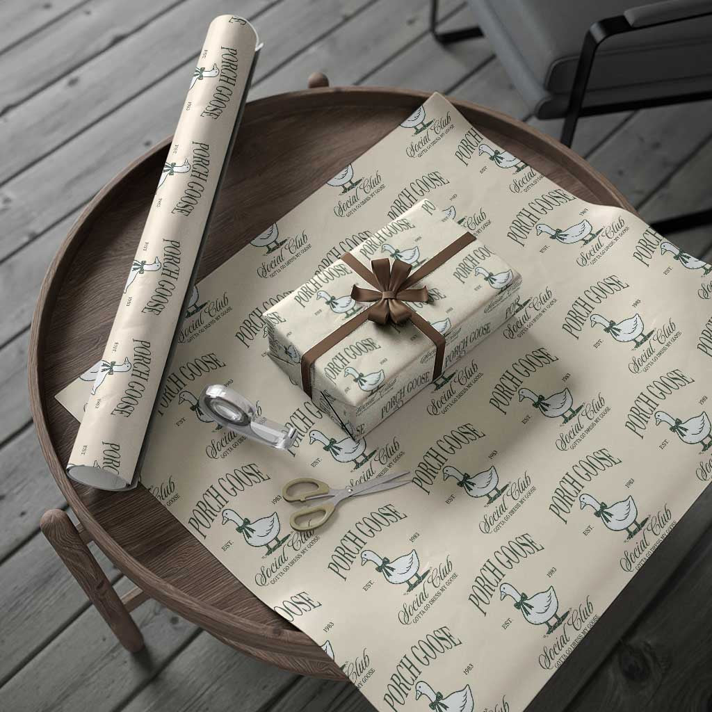 Porch Goose Wrapping Paper Roll Cute Garden Club Vibes Moms Grandmas