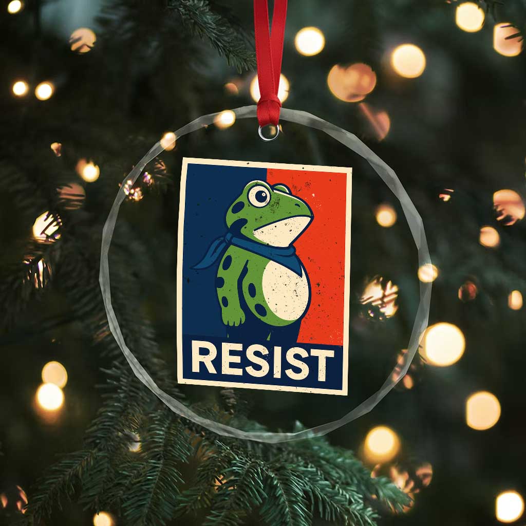 Portland 2025 Protest Crystal Glass Ornament Frog Resist Against Pepper Spray - Wonder Print Shop
