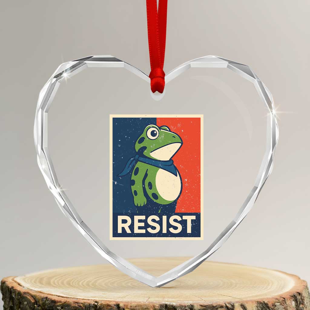 Portland 2025 Protest Heart Crystal Glass Ornament Frog Resist Against Pepper Spray - Wonder Print Shop