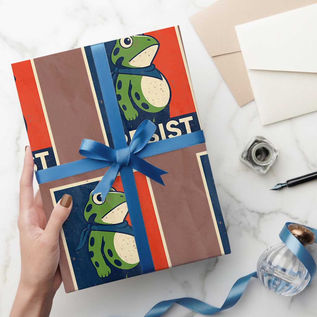 Portland 2025 Protest Wrapping Paper Roll Frog Resist Against Pepper Spray - Wonder Print Shop