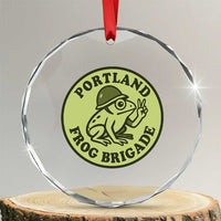 Portland Frog Brigade Crystal Glass Ornament Peace Frog Protest Badge - Wonder Print Shop