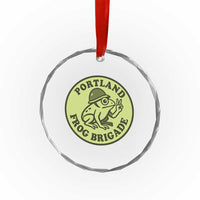 Portland Frog Brigade Crystal Glass Ornament Peace Frog Protest Badge - Wonder Print Shop