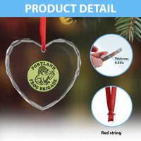 Portland Frog Brigade Heart Crystal Glass Ornament Peace Frog Protest Badge - Wonder Print Shop