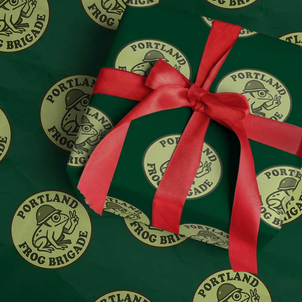 Portland Frog Brigade Wrapping Paper Roll Peace Frog Protest Badge - Wonder Print Shop