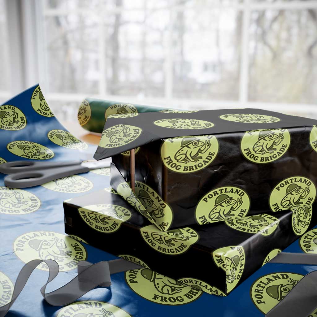 Portland Frog Brigade Wrapping Paper Roll Peace Frog Protest Badge - Wonder Print Shop