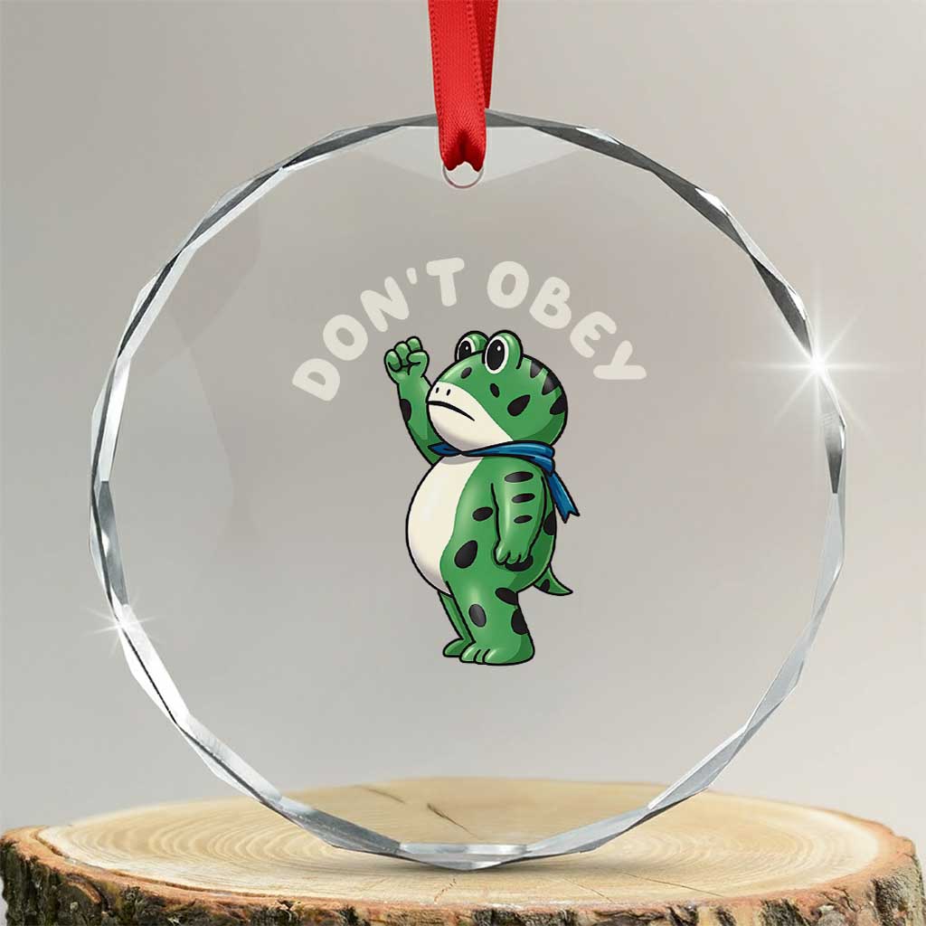 Portland Frog Crystal Glass Ornament Don't Obey Inflatable Costume Protest - Wonder Print Shop