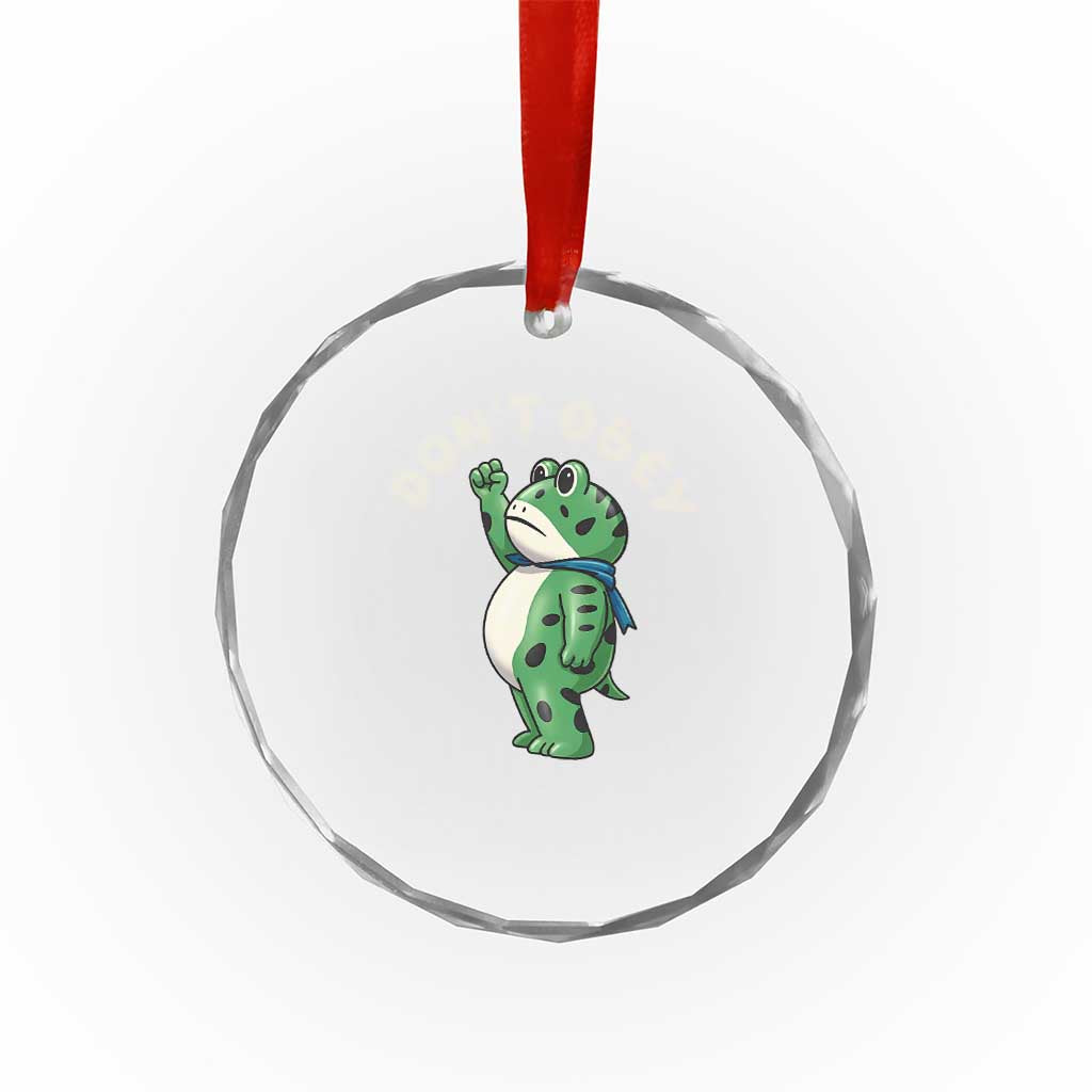Portland Frog Crystal Glass Ornament Don't Obey Inflatable Costume Protest - Wonder Print Shop