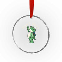 Portland Frog Crystal Glass Ornament Don't Obey Inflatable Costume Protest - Wonder Print Shop