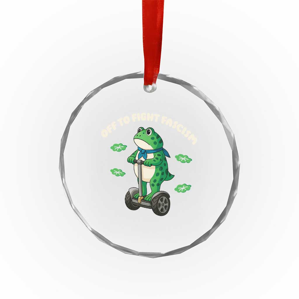 Portland Frog Crystal Glass Ornament Off to Fight Fascism Inflatable Costume Protest - Wonder Print Shop