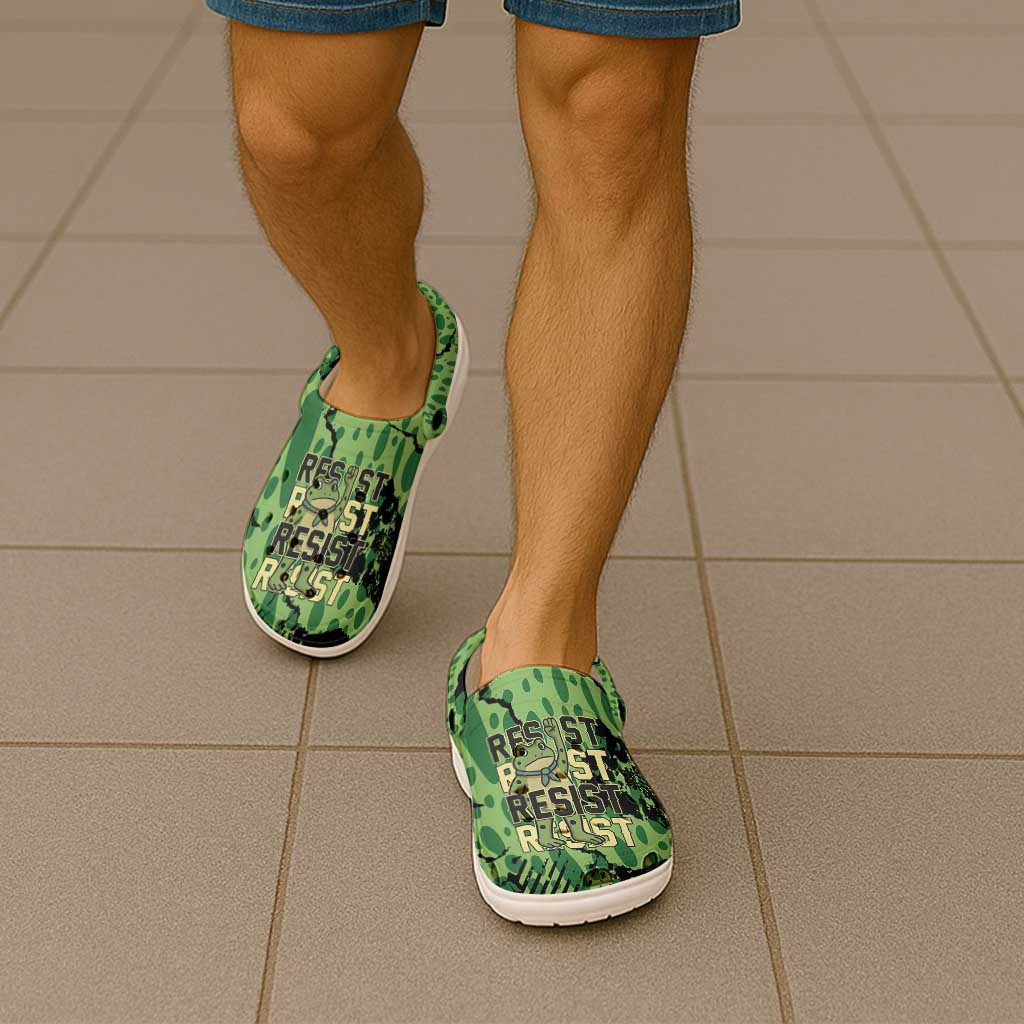 Portland Frog Protest Clogs Shoes Only You Can Prevent Fascism - Wonder Print Shop