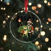 Portland Frog Protest Frogs Together Strong Crystal Glass Ornament Funny Holiday Gift - Wonder Print Shop