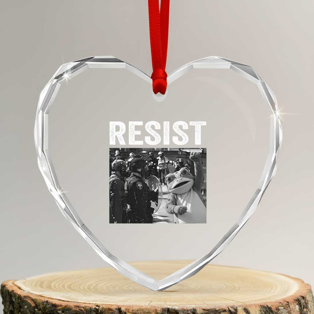 Portland Frog Protest Heart Crystal Glass Ornament Funny Rebel Gift - Wonder Print Shop