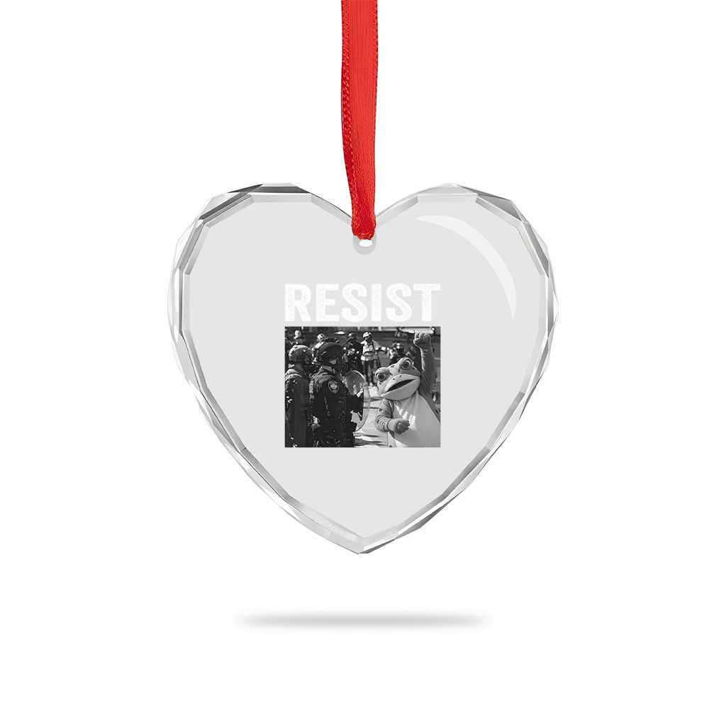 Portland Frog Protest Heart Crystal Glass Ornament Funny Rebel Gift - Wonder Print Shop