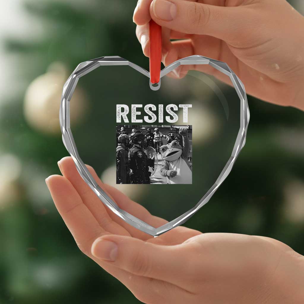 Portland Frog Protest Heart Crystal Glass Ornament Funny Rebel Gift - Wonder Print Shop