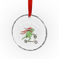 Portland Frog Protest Off To Fight Fascism Crystal Glass Ornament Funny Christmas Gift - Wonder Print Shop