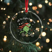 Portland Frog Protest Off To Fight Fascism Crystal Glass Ornament Funny Christmas Gift - Wonder Print Shop