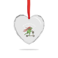 Portland Frog Protest Off To Fight Fascism Heart Crystal Glass Ornament Funny Christmas Gift - Wonder Print Shop