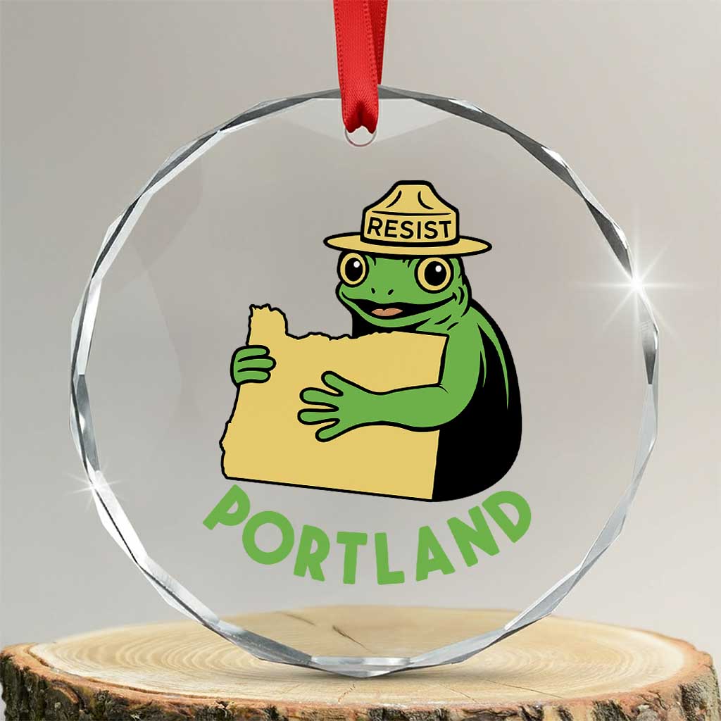 Portland Frog Resist Crystal Glass Ornament Oregon Map Vintage Graphic - Wonder Print Shop
