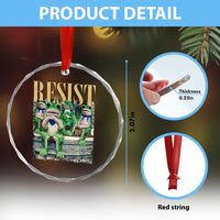 Portland Frog Resist Protest Crystal Glass Ornament 80s Frogs Deportation Resistance - Wonder Print Shop