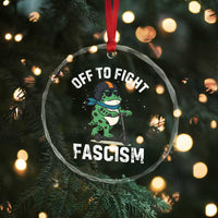 Portland Frog Resist Protest Crystal Glass Ornament Off to Fight Fascism Frog Scooter - Wonder Print Shop