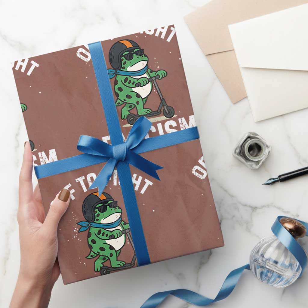 Portland Frog Resist Protest Wrapping Paper Roll Off to Fight Fascism Frog Scooter - Wonder Print Shop