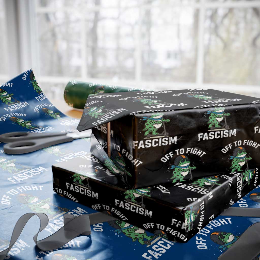 Portland Frog Resist Protest Wrapping Paper Roll Off to Fight Fascism Frog Scooter - Wonder Print Shop
