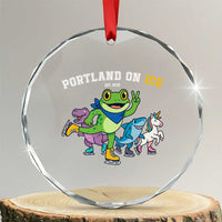 Portland On Ice 2025 Crystal Glass Ornament Resist Frog and Inflatable Animals Protest Sarcastic Politics - Wonder Print Shop