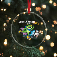 Portland On Ice 2025 Crystal Glass Ornament Resist Frog and Inflatable Animals Protest Sarcastic Politics - Wonder Print Shop