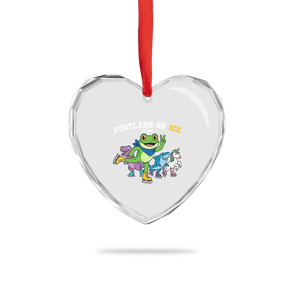 Portland On Ice 2025 Heart Crystal Glass Ornament Resist Frog and Inflatable Animals Protest Sarcastic Politics - Wonder Print Shop