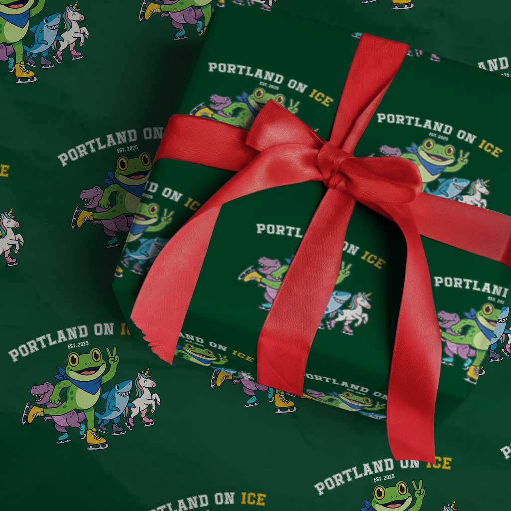 Portland On Ice 2025 Wrapping Paper Roll Resist Frog and Inflatable Animals Protest Sarcastic Politics - Wonder Print Shop