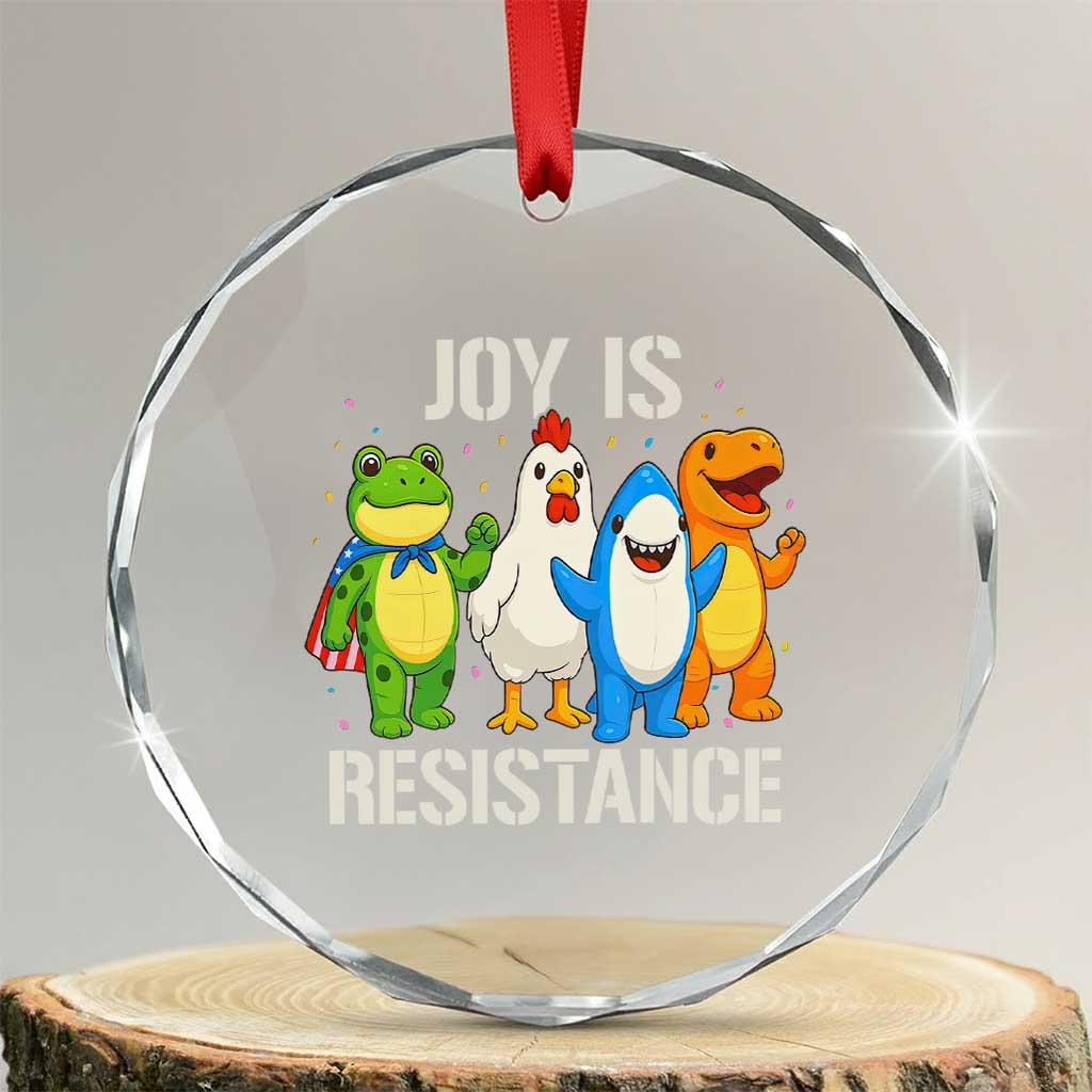 Portland Protest Inflatable Mascot Parade Crystal Glass Ornament Joy Is Resistance Resist Frog Shark Chicken Dino - Wonder Print Shop