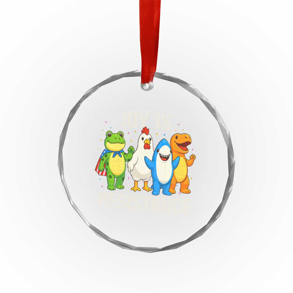 Portland Protest Inflatable Mascot Parade Crystal Glass Ornament Joy Is Resistance Resist Frog Shark Chicken Dino - Wonder Print Shop