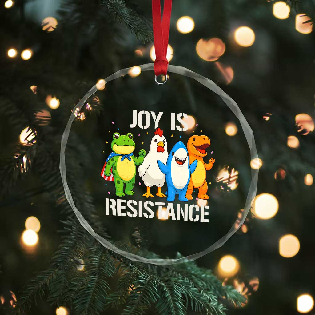 Portland Protest Inflatable Mascot Parade Crystal Glass Ornament Joy Is Resistance Resist Frog Shark Chicken Dino - Wonder Print Shop