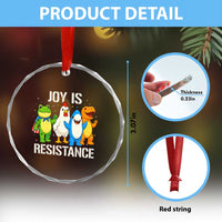 Portland Protest Inflatable Mascot Parade Crystal Glass Ornament Joy Is Resistance Resist Frog Shark Chicken Dino - Wonder Print Shop