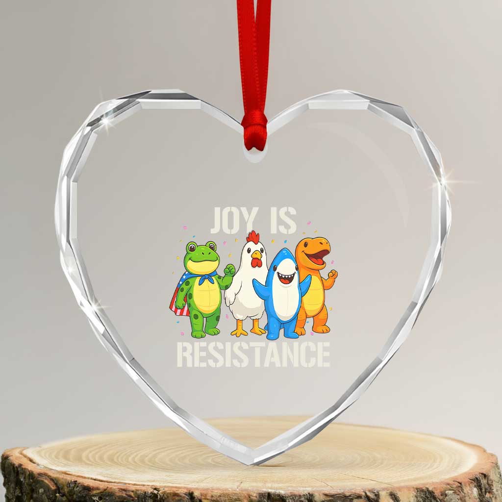 Portland Protest Inflatable Mascot Parade Heart Crystal Glass Ornament Joy Is Resistance Resist Frog Shark Chicken Dino - Wonder Print Shop