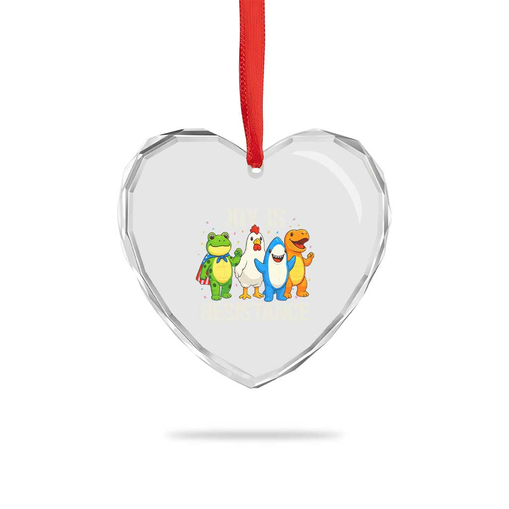 Portland Protest Inflatable Mascot Parade Heart Crystal Glass Ornament Joy Is Resistance Resist Frog Shark Chicken Dino - Wonder Print Shop