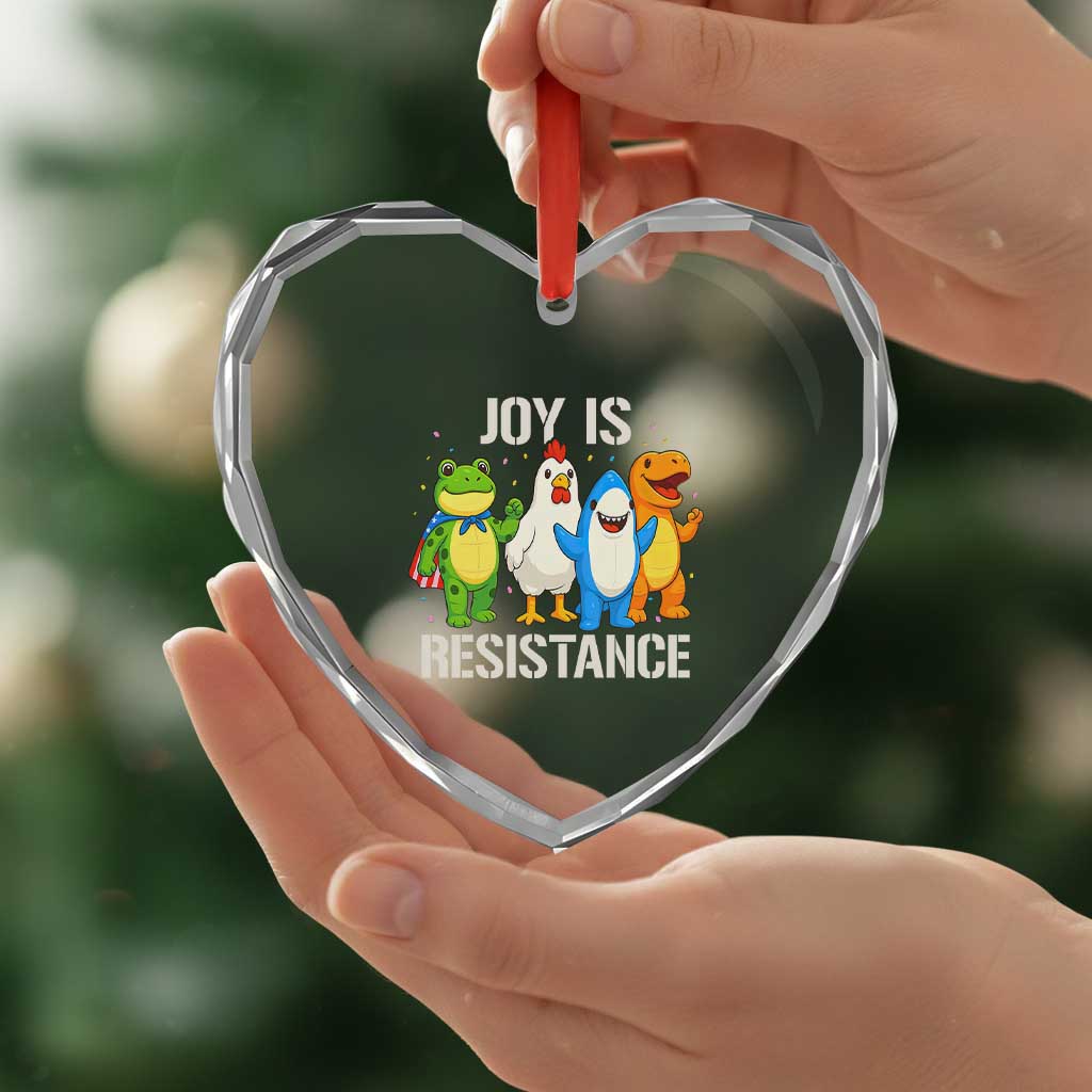 Portland Protest Inflatable Mascot Parade Heart Crystal Glass Ornament Joy Is Resistance Resist Frog Shark Chicken Dino - Wonder Print Shop