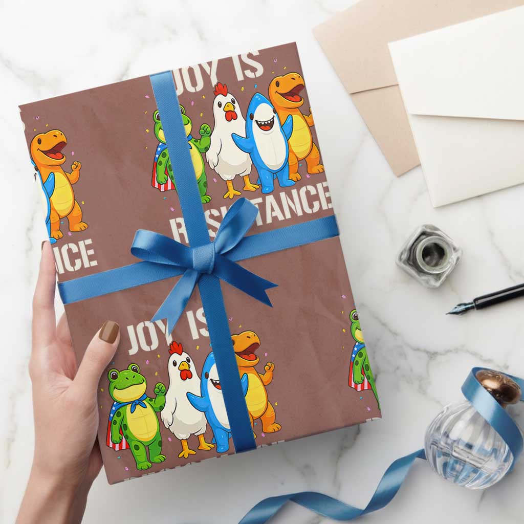 Portland Protest Inflatable Mascot Parade Wrapping Paper Roll Joy Is Resistance Resist Frog Shark Chicken Dino - Wonder Print Shop