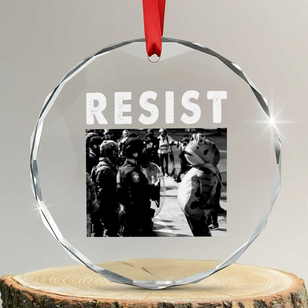 Portland Resist Frog Crystal Glass Ornament Oregon Iconic Frogs Photo Protest Moment - Wonder Print Shop