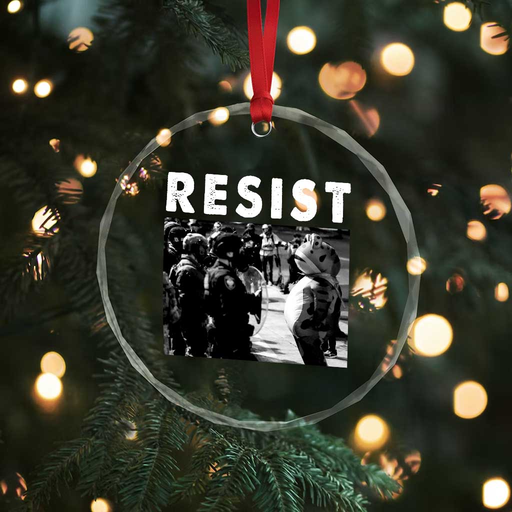 Portland Resist Frog Crystal Glass Ornament Oregon Iconic Frogs Photo Protest Moment - Wonder Print Shop