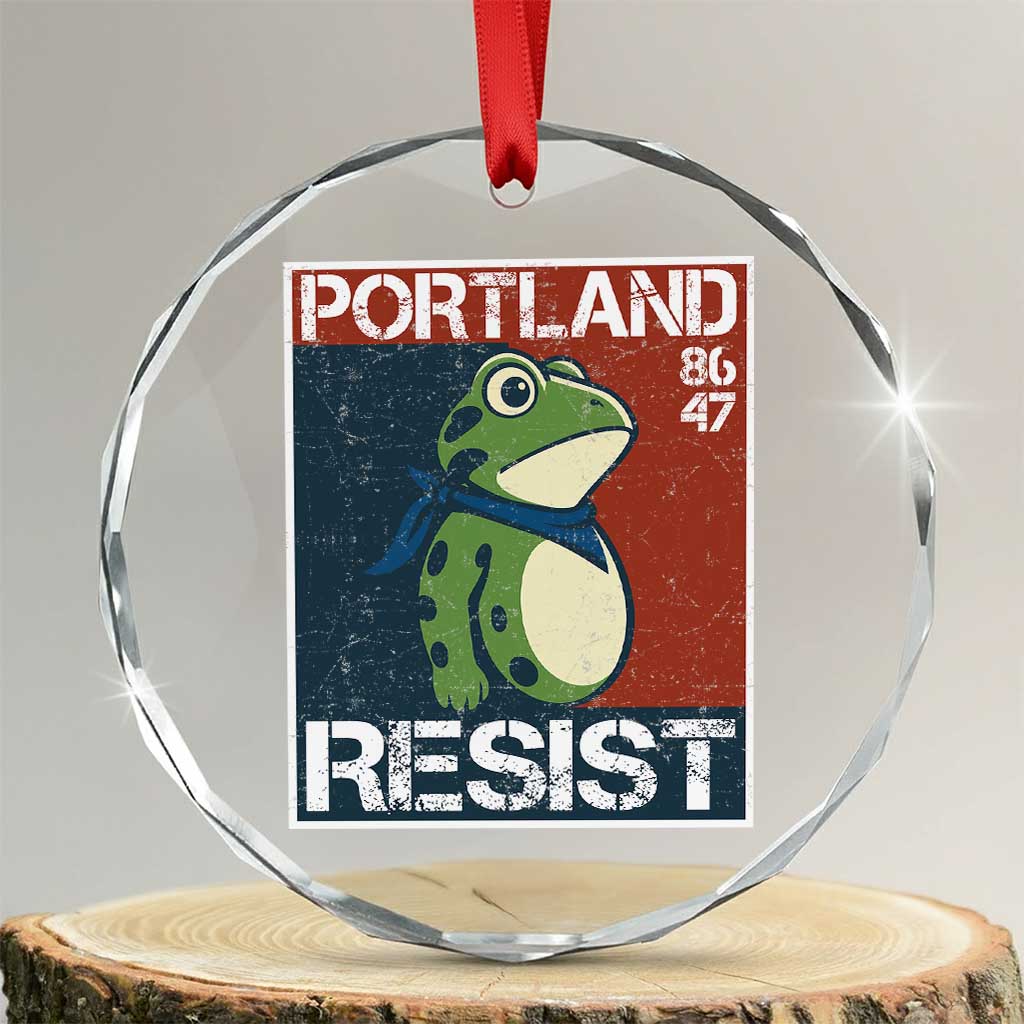 Portland Resist Retro Frog 8647 Crystal Glass Ornament Political Satire Protest Poster Graphic - Wonder Print Shop