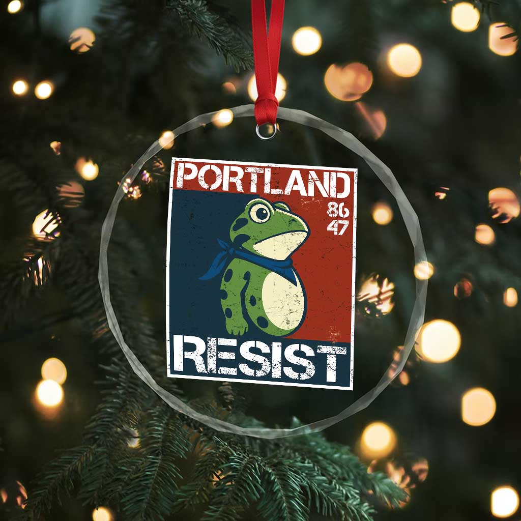 Portland Resist Retro Frog 8647 Crystal Glass Ornament Political Satire Protest Poster Graphic - Wonder Print Shop