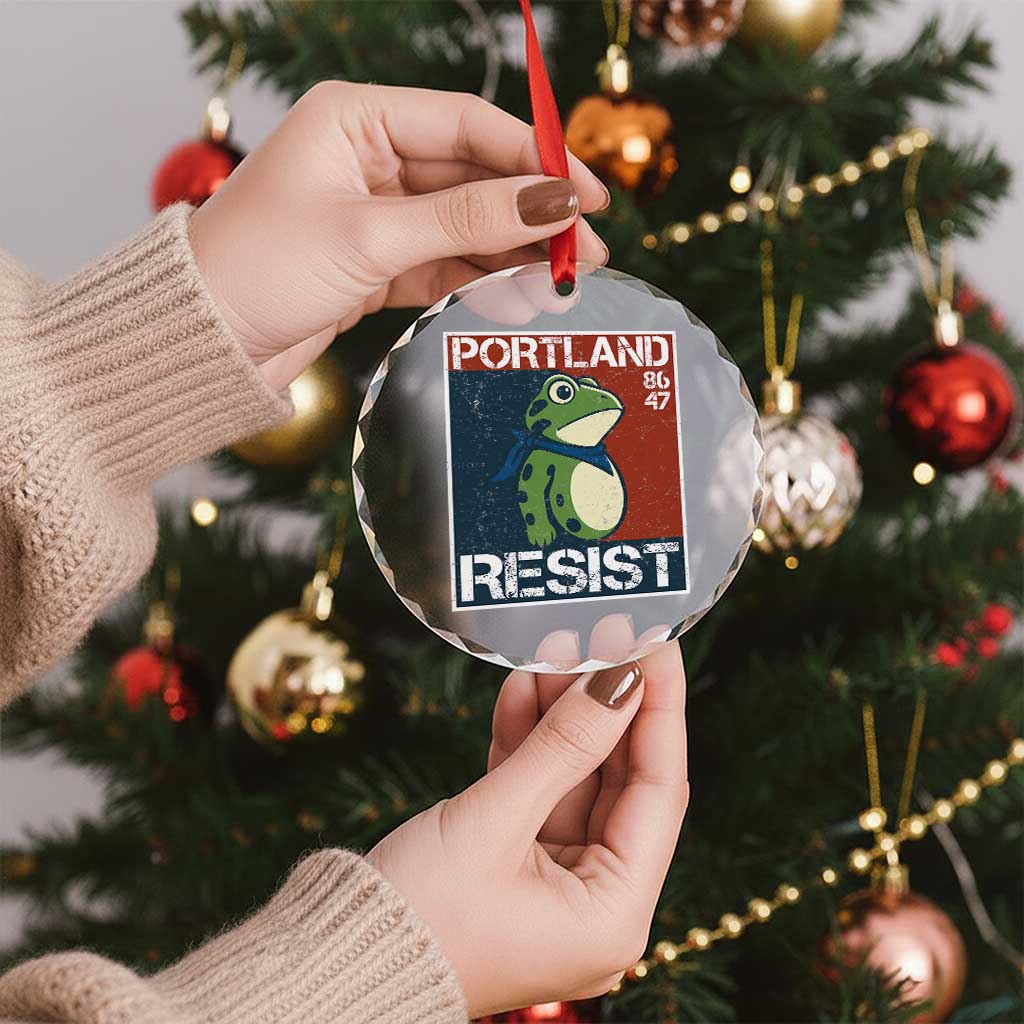 Portland Resist Retro Frog 8647 Crystal Glass Ornament Political Satire Protest Poster Graphic - Wonder Print Shop