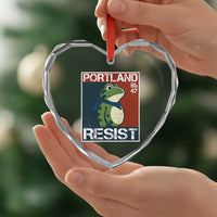 Portland Resist Retro Frog 8647 Heart Crystal Glass Ornament Political Satire Protest Poster Graphic - Wonder Print Shop